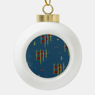 Echoes of Geometry Ceramic Ball Christmas Ornament