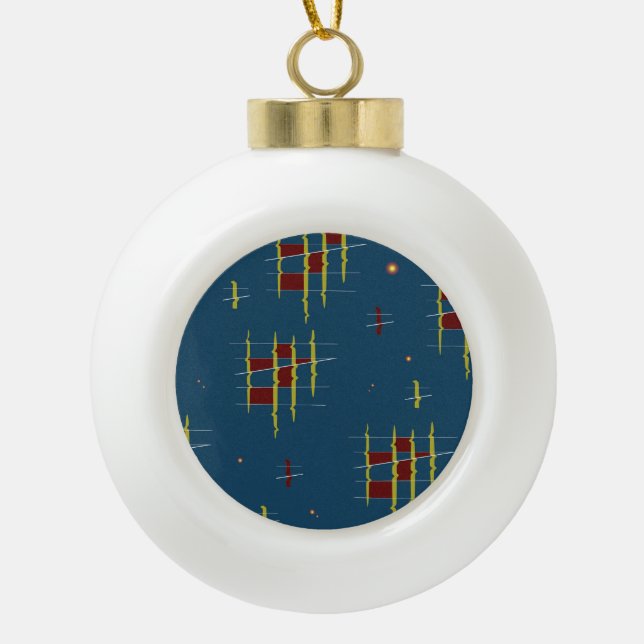Echoes of Geometry Ceramic Ball Christmas Ornament (Front)