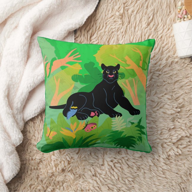 "Echoes of the Forest: Green Moçade with the Charm Cushion (Blanket)
