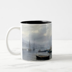 Echoes of the Past: Victorian Fishing Life Two-Tone Coffee Mug
