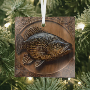 Echoes of the River: Murray Cod Wood Print,  Glass Tree Decoration