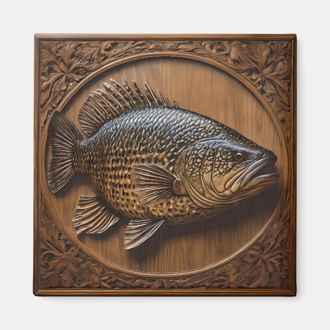Echoes of the River: Murray Cod Wood Print,  Magnet (Front)