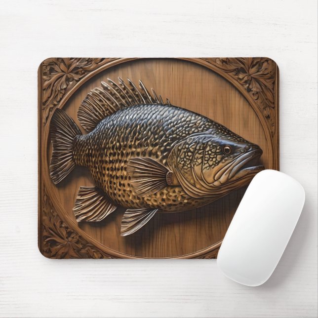 Echoes of the River: Murray Cod Wood Print,  Mouse Pad (With Mouse)