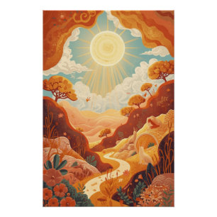 Echoes of the Sun – Dreamy Golden Landscape Poster