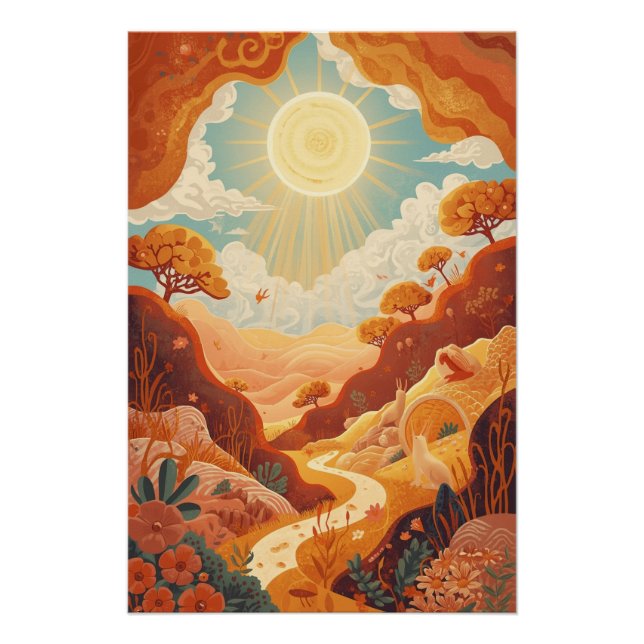 Echoes of the Sun – Dreamy Golden Landscape Poster (Front)