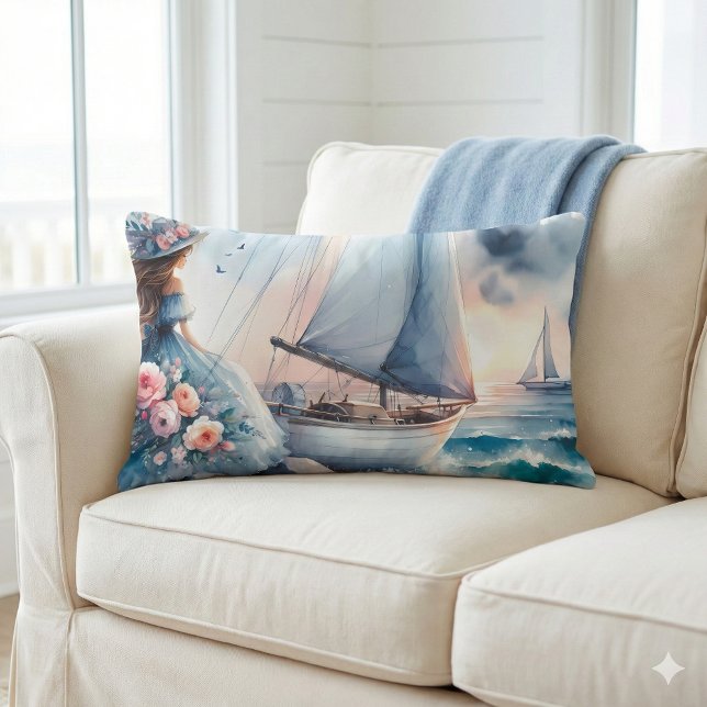 Echoes of the Tide Lumbar Cushion (Echoes of the Tide Lumbar Pillow Mockup A)