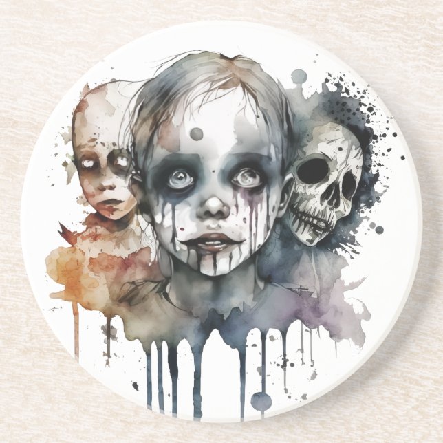 Echoes of the Unseen: Watercolor Mourning Trio Coaster (Front)