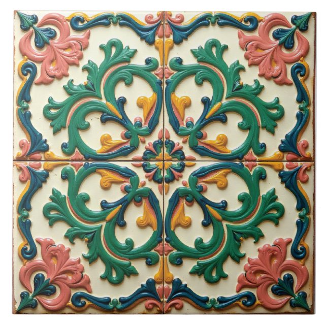 Echoes of the Verdant Court Ceramic Tile (Front)