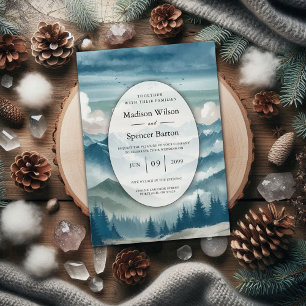Echoes Through the Misty Pines Wedding Invitation