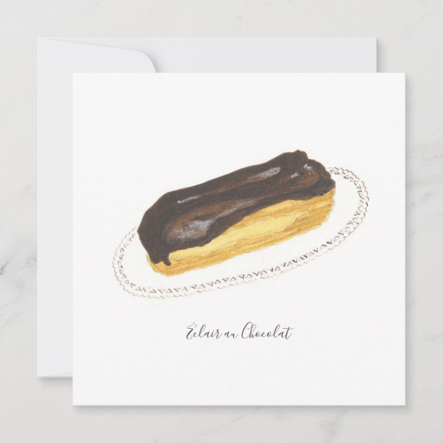 Éclair au Chocolat watercolor Card (Front)