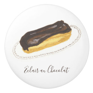 Éclair au Chocolat watercolor Ceramic Knob