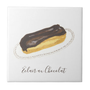 Éclair au Chocolat watercolor Ceramic Tile
