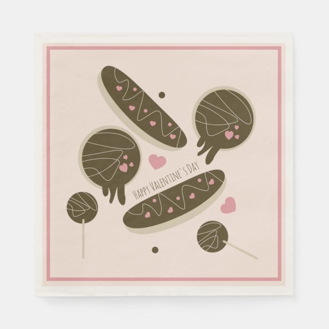  Eclair Doughnuts Cake Pops Valentine's Day Party  Napkin (Front)