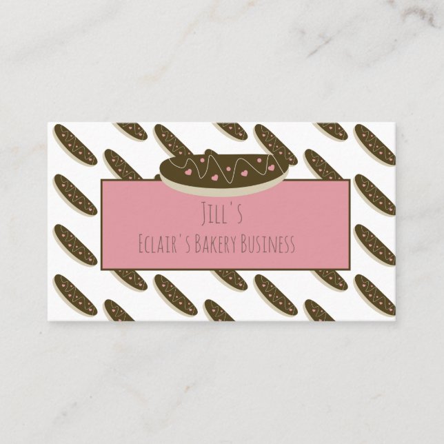 Eclair Doughnuts Hearts Pink Bakery  Business Card (Front)