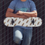 Eclair Doughnuts Watercolor Name Sprinkles Skatebo Skateboard<br><div class="desc">Skateboard with Eclair Doughnut Design Pattern with hand painted doughnuts and sprinkles background design.</div>