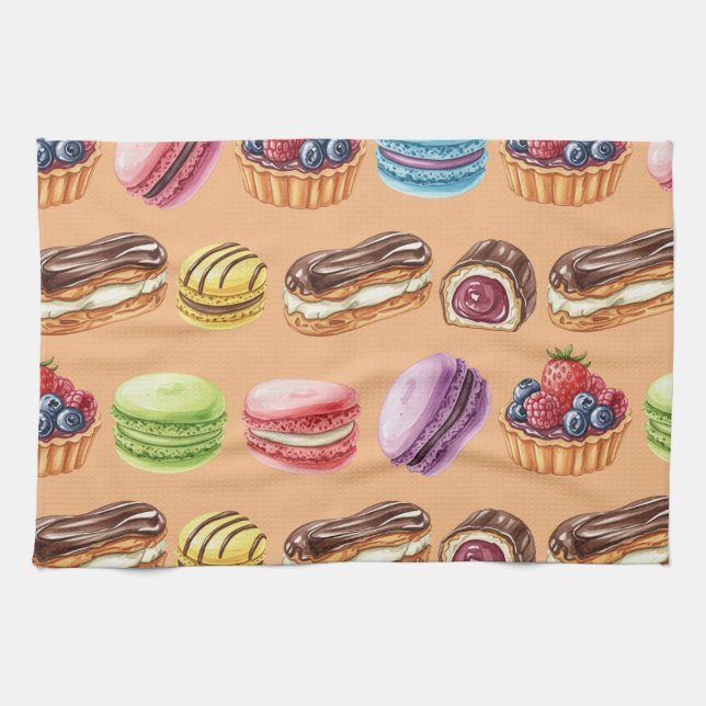 Eclairs and Macarons by Natasha Us   Tea Towel (Horizontal)