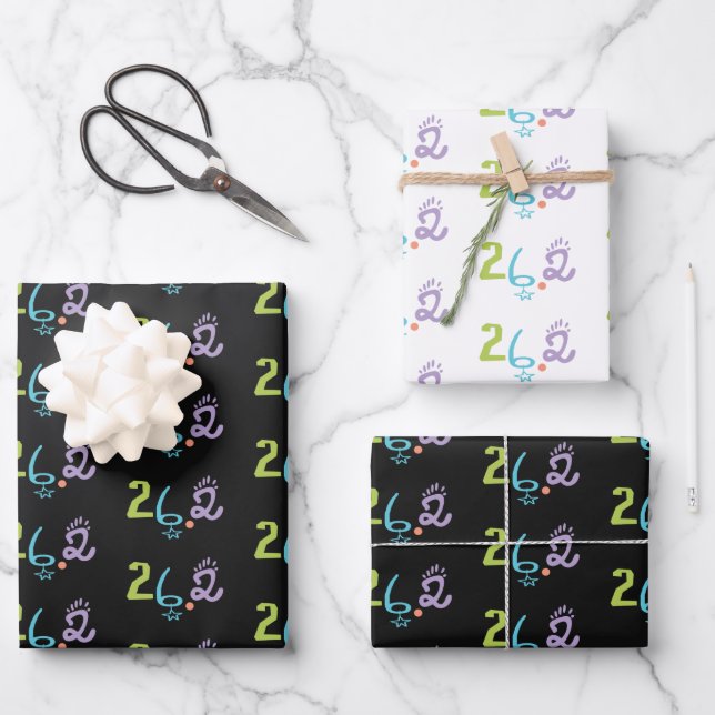 Eclectic 26.2 Marathon Theme Wrapping Paper (Front)