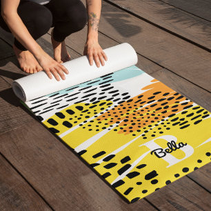 Eclectic Animal Print Pattern Monogrammed Yoga Mat