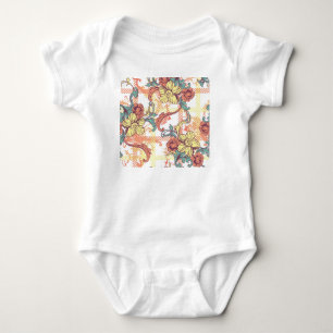 Eclectic Baroque Fabric Plaid Pattern Baby Bodysuit