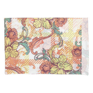 Eclectic Baroque Fabric Plaid Pattern Pillowcase