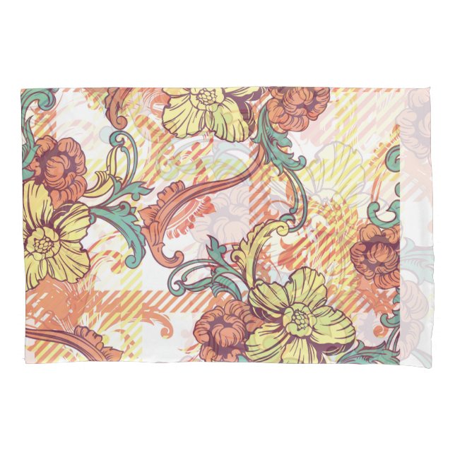 Eclectic Baroque Fabric Plaid Pattern Pillowcase (Front)