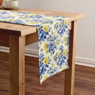 Eclectic Beauty: French Blue & Lemon Shabby Chic  Long Table Runner