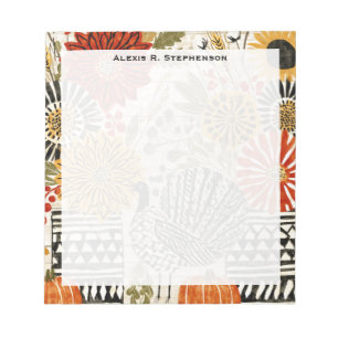 Eclectic Boho Dahlia Fall Turkey Notepad
