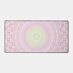 Eclectic Boho Groovy Trippy Hippie Pastel Mandala Desk Mat