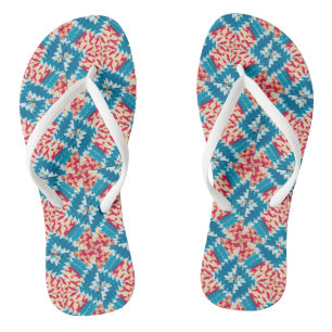 Eclectic Boho Red Turquoise X Tiles Thongs
