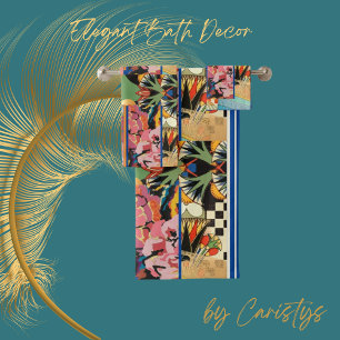 Eclectic Colourful Flowers Patterns Bath Towel Set