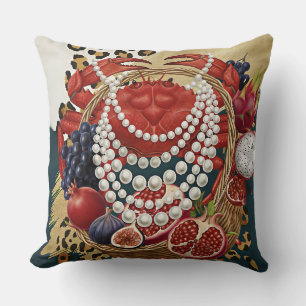 Eclectic Crab with Pearls Throw Pillow, Chic Maxim Cushion