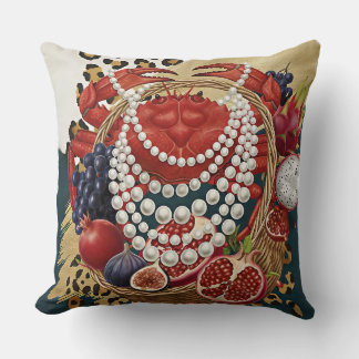 Eclectic Crab with Pearls Throw Pillow, Chic Maxim Cushion