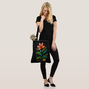 Eclectic Dark Botanical Moody Floral Folk Art Tote Bag
