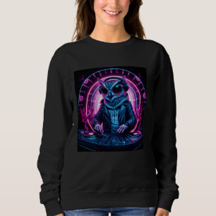 Eclectic Edm Dj Owl With Headphones And Sunglasses Sweatshirt