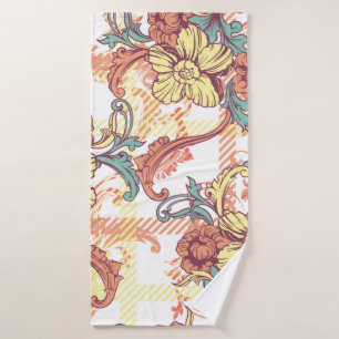 Eclectic fabric plaid seamless pattern with baroqu bath towel