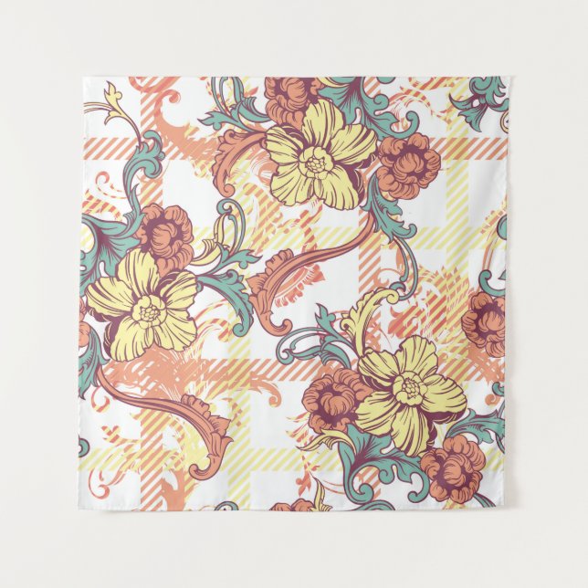 Eclectic fabric plaid seamless pattern with baroqu tapestry (Front)