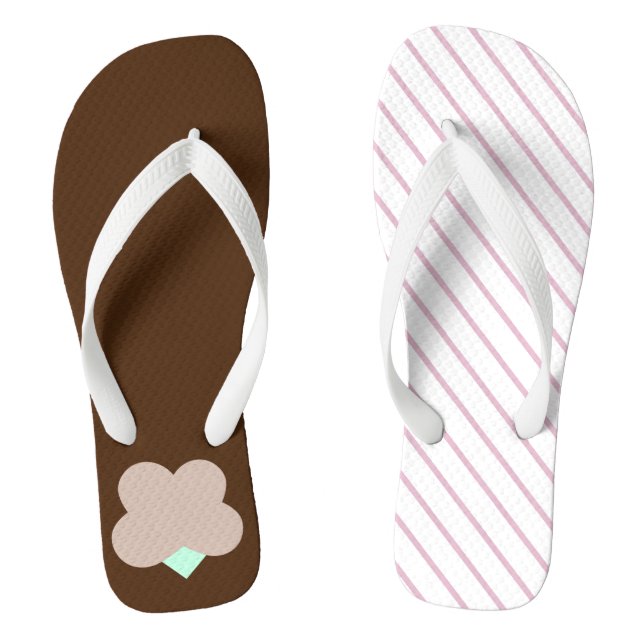 Eclectic flip flops, brown and pink thongs (Footbed)