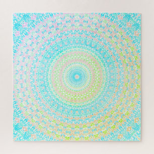 Eclectic Hippie Boho Psychedelic Summer Mandala Jigsaw Puzzle