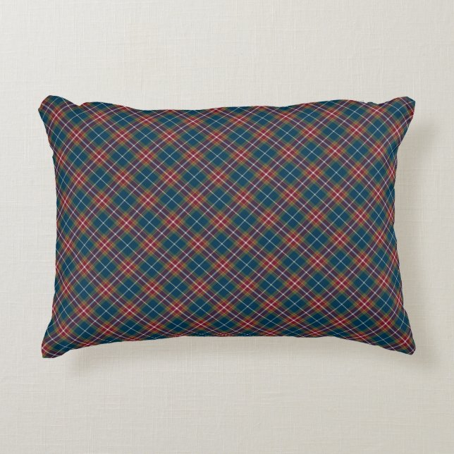 Eclectic Jewel Tone Plaid Accent Pillow (Front)