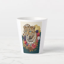 Eclectic Leopard with Pearls Latte Mug, Chic Maxim