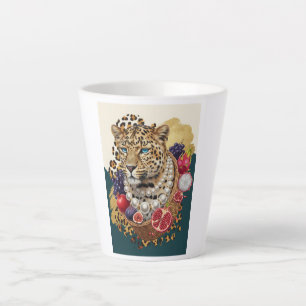 Eclectic Leopard with Pearls Latte Mug, Chic Maxim Mug
