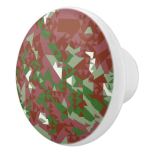 Eclectic Mod Retro Geometric Christmas Pattern Ceramic Knob