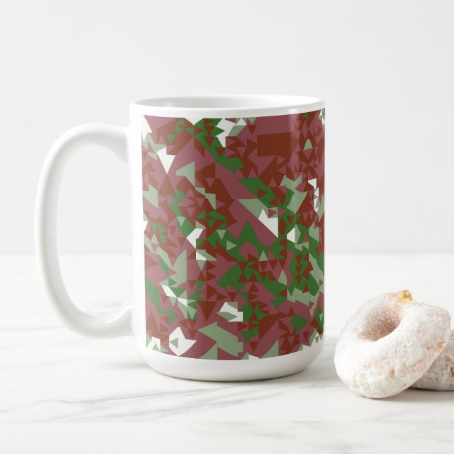 Eclectic Mod Retro Geometric Christmas Pattern Coffee Mug (With Donut)