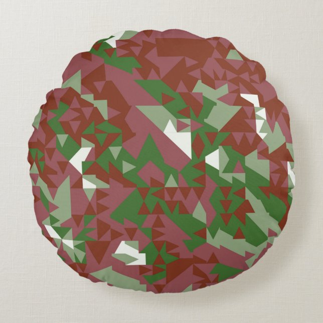 Eclectic Mod Retro Geometric Christmas Pattern Round Cushion (Front)