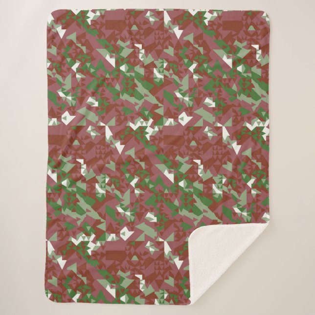 Eclectic Mod Retro Geometric Christmas Pattern Sherpa Blanket (Front)