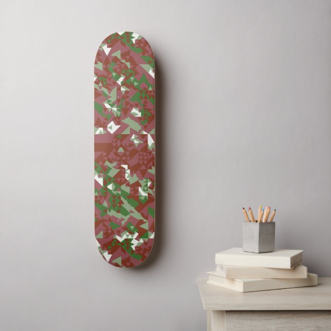Eclectic Mod Retro Geometric Christmas Pattern Skateboard (Wall Art)