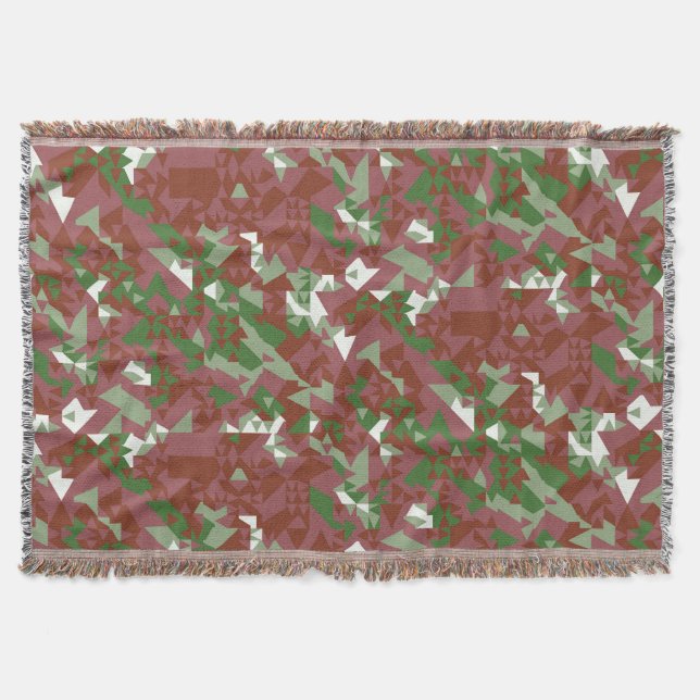Eclectic Mod Retro Geometric Christmas Pattern Throw Blanket (Front)
