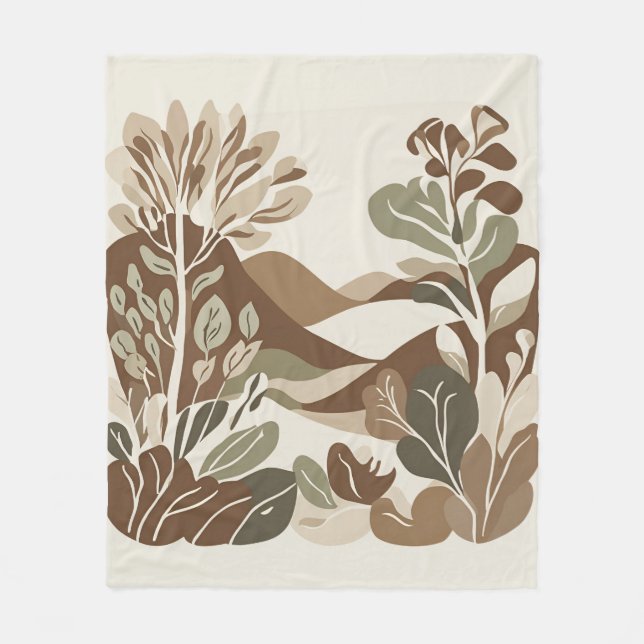 Eclectic Natural Terracotta Rustic Boho Fleece Blanket (Front)