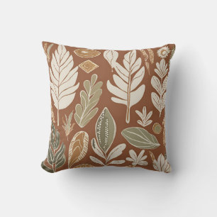 Eclectic Natural Terracotta Wildflower Boho Rustic Cushion