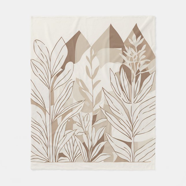 Eclectic Natural Terracotta Wildflower Rustic Boho Fleece Blanket (Front)